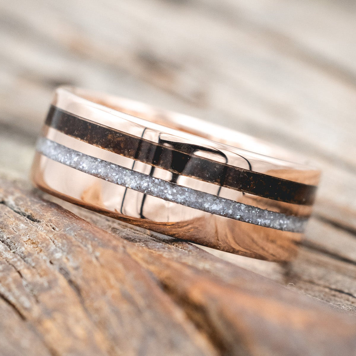 "Cosmo" - Diamond Dust & Coffee Wedding Band-Staghead Designs
