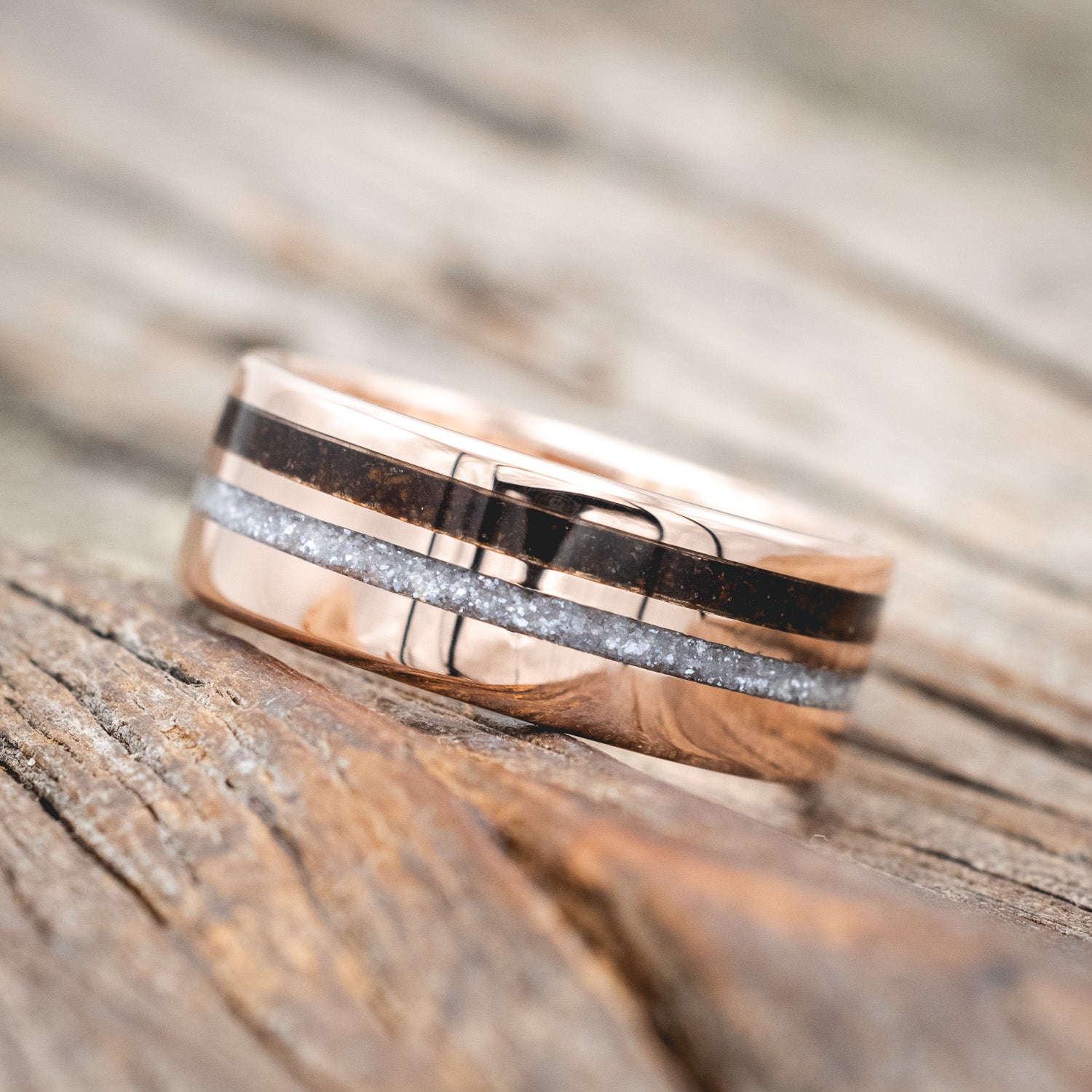 "Cosmo" - Diamond Dust & Coffee Wedding Band-Staghead Designs