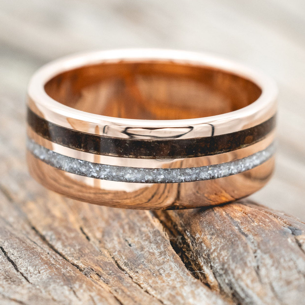 "Cosmo" - Diamond Dust & Coffee Wedding Band-Staghead Designs