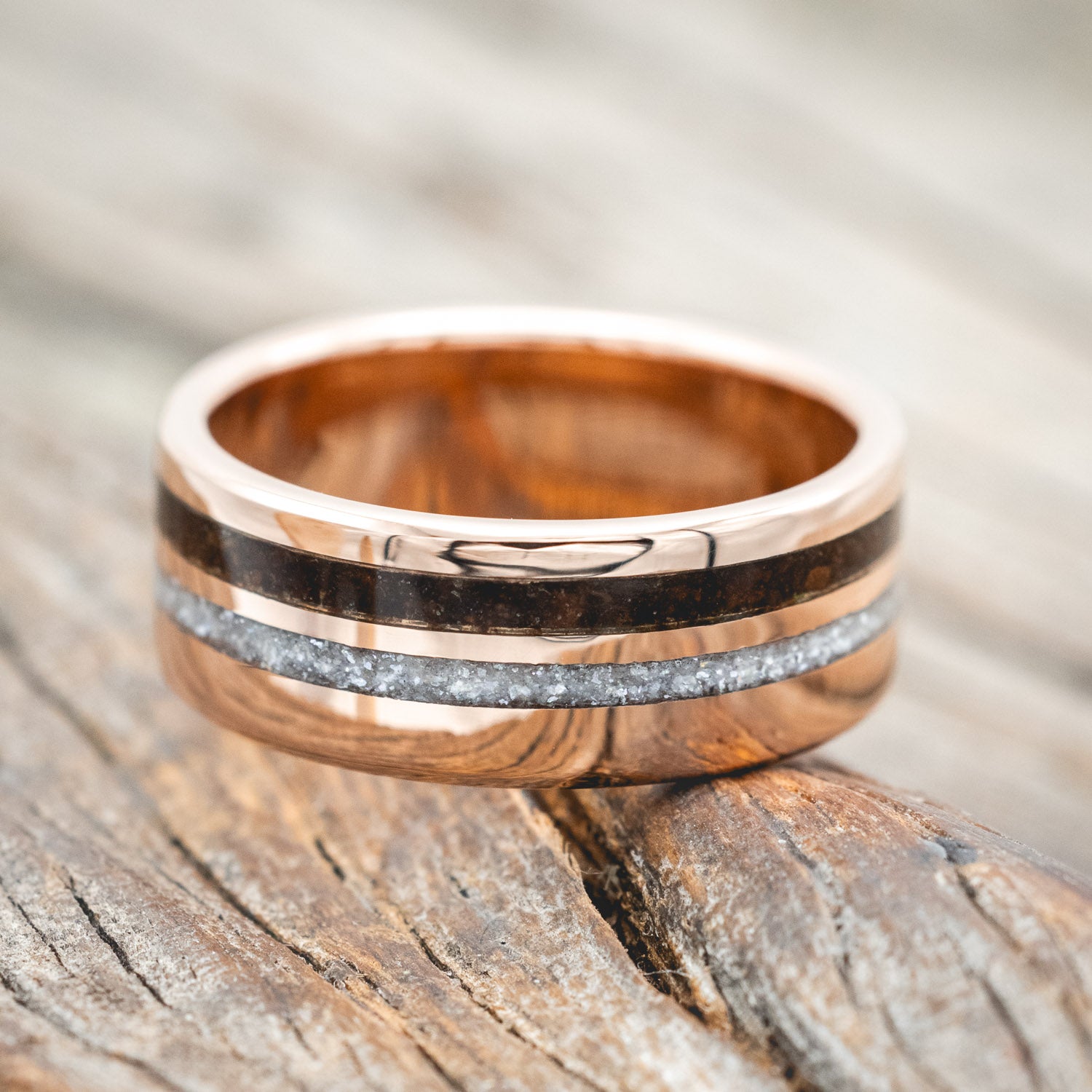 "Cosmo" - Diamond Dust & Coffee Wedding Band-Staghead Designs