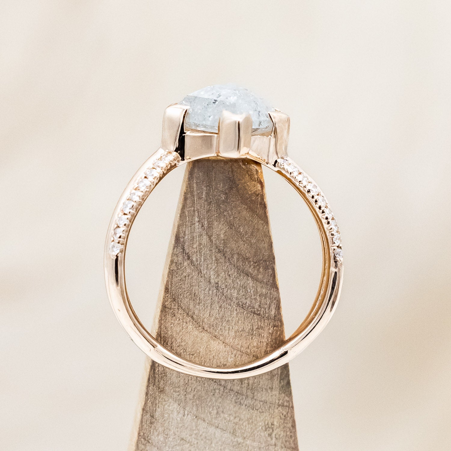 ONE-OF-A-KIND - "AURELIA" - LOZENGE ROSE CUT SALT & PEPPER DIAMOND ENGAGEMENT RING WITH DIAMOND ACCENTS-Staghead Designs