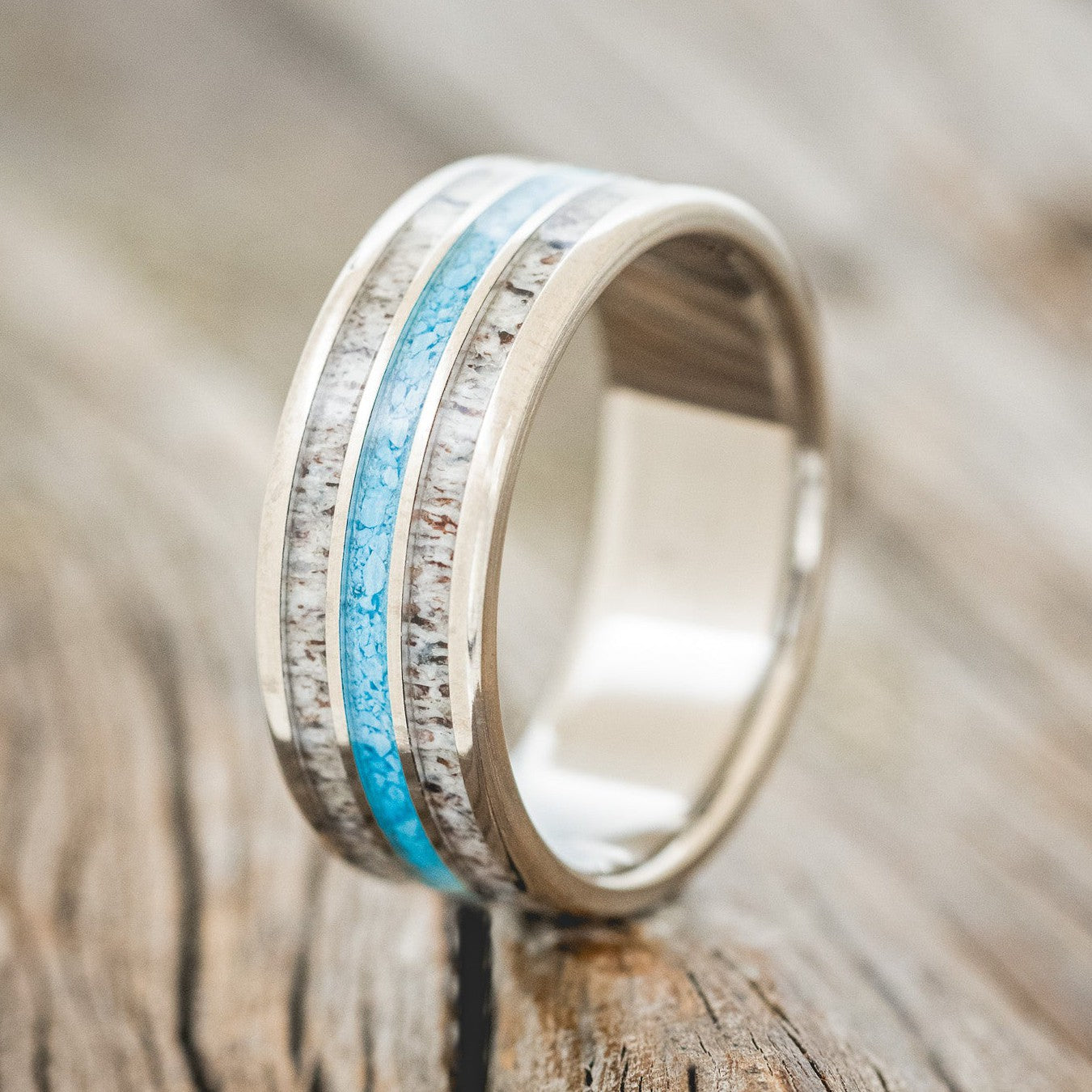 "RIO" - ANTLER & TURQUOISE WEDDING BAND-1