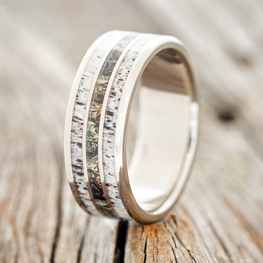 "RIO" - CAMO & ELK ANTLER WEDDING BAND-1