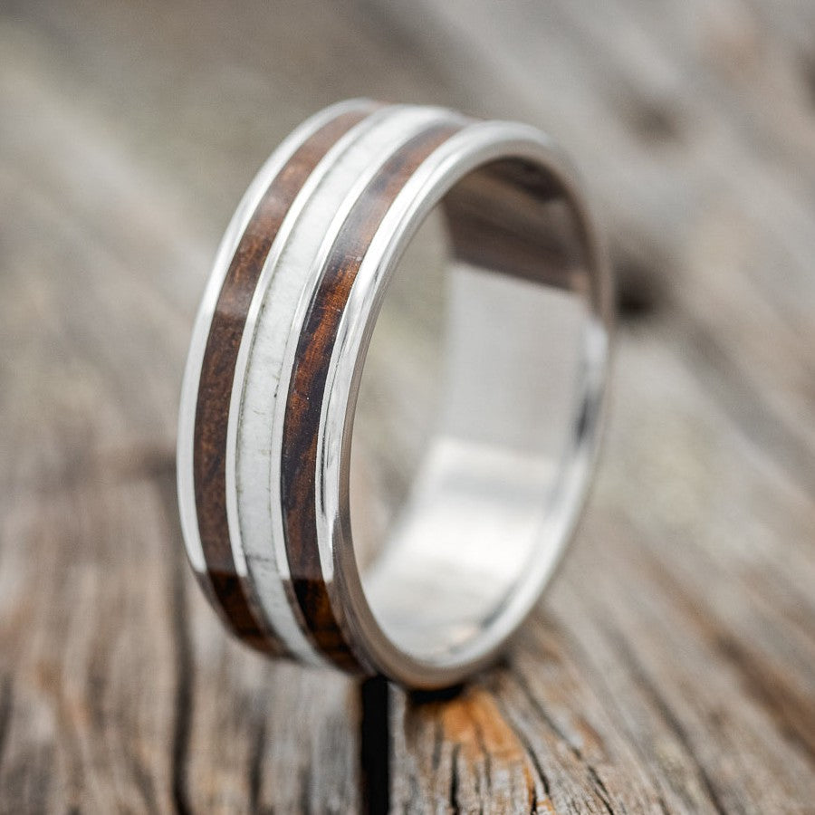 "RIO" - ELK ANTLER & IRONWOOD WEDDING BAND-1
