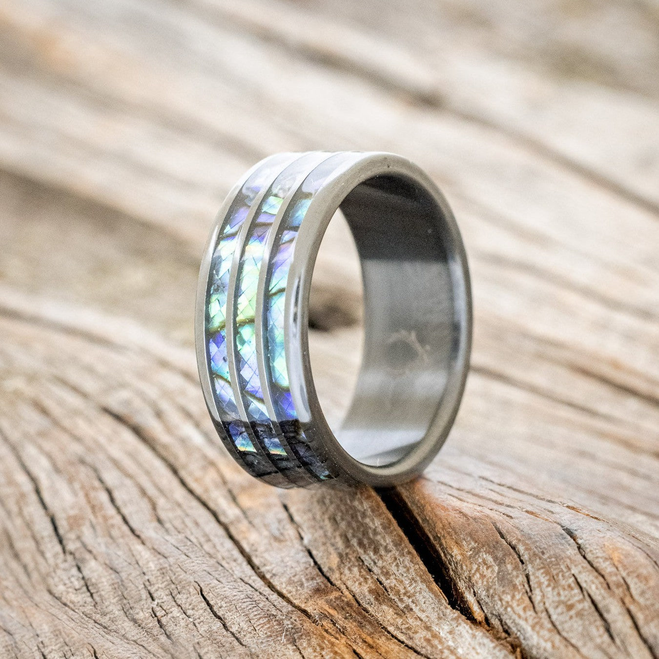 "RIO" - PAUA SHELL WEDDING BAND-1