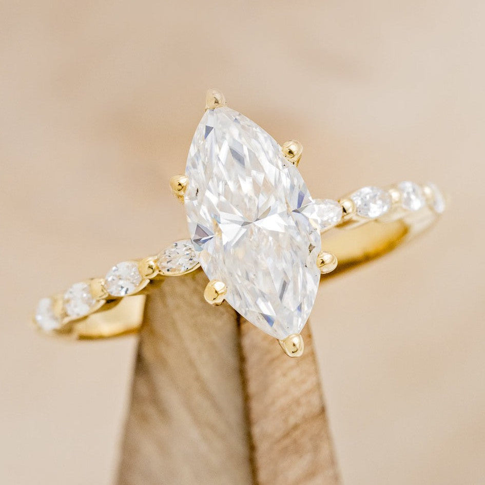 "ROMY" - MARQUISE CUT MOISSANITE ENGAGEMENT RING WITH DIAMOND ACCENTS-1