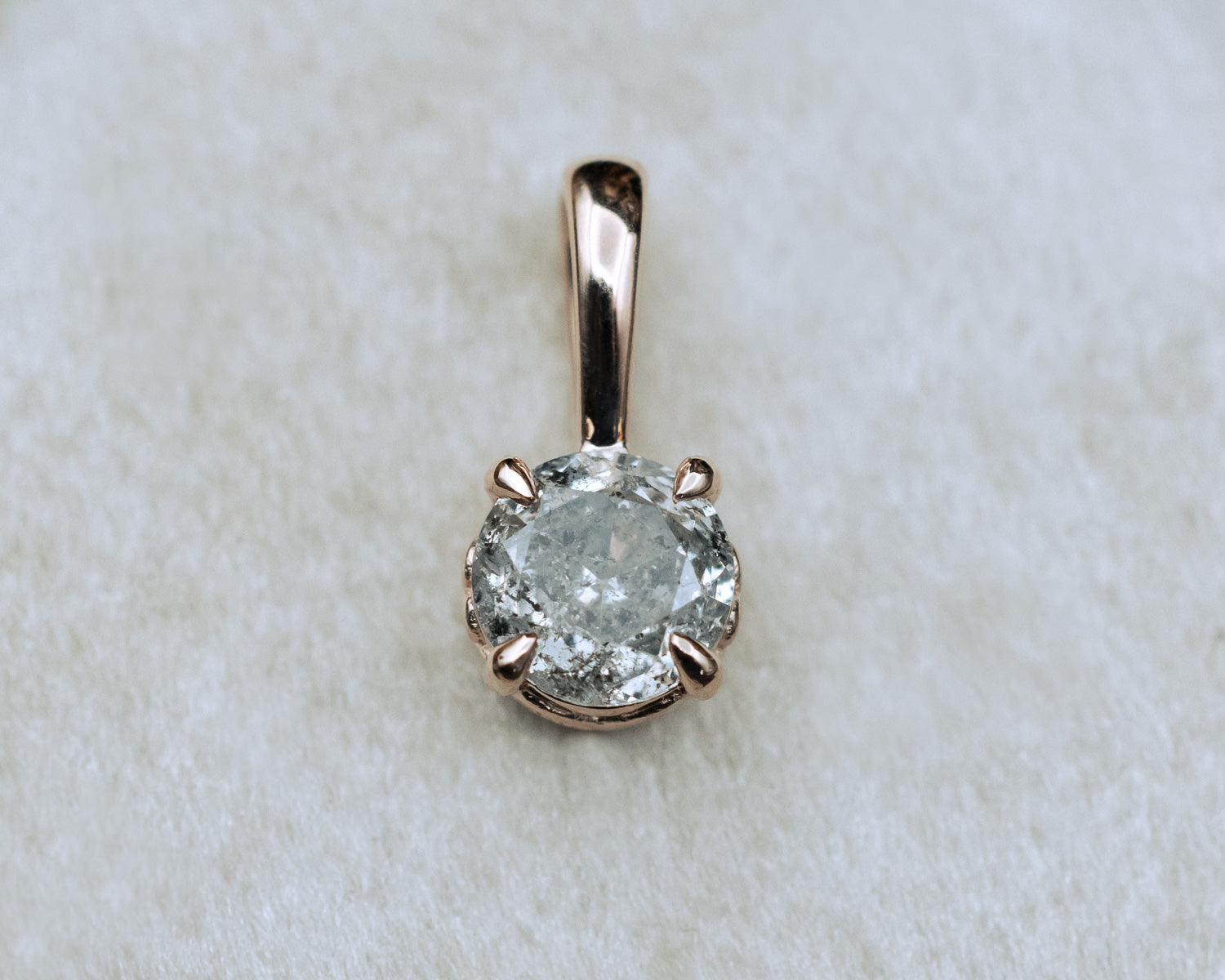 "Rosemary" a vintage-style solitaire pendant with a sculptural-inspired 4 prong setting