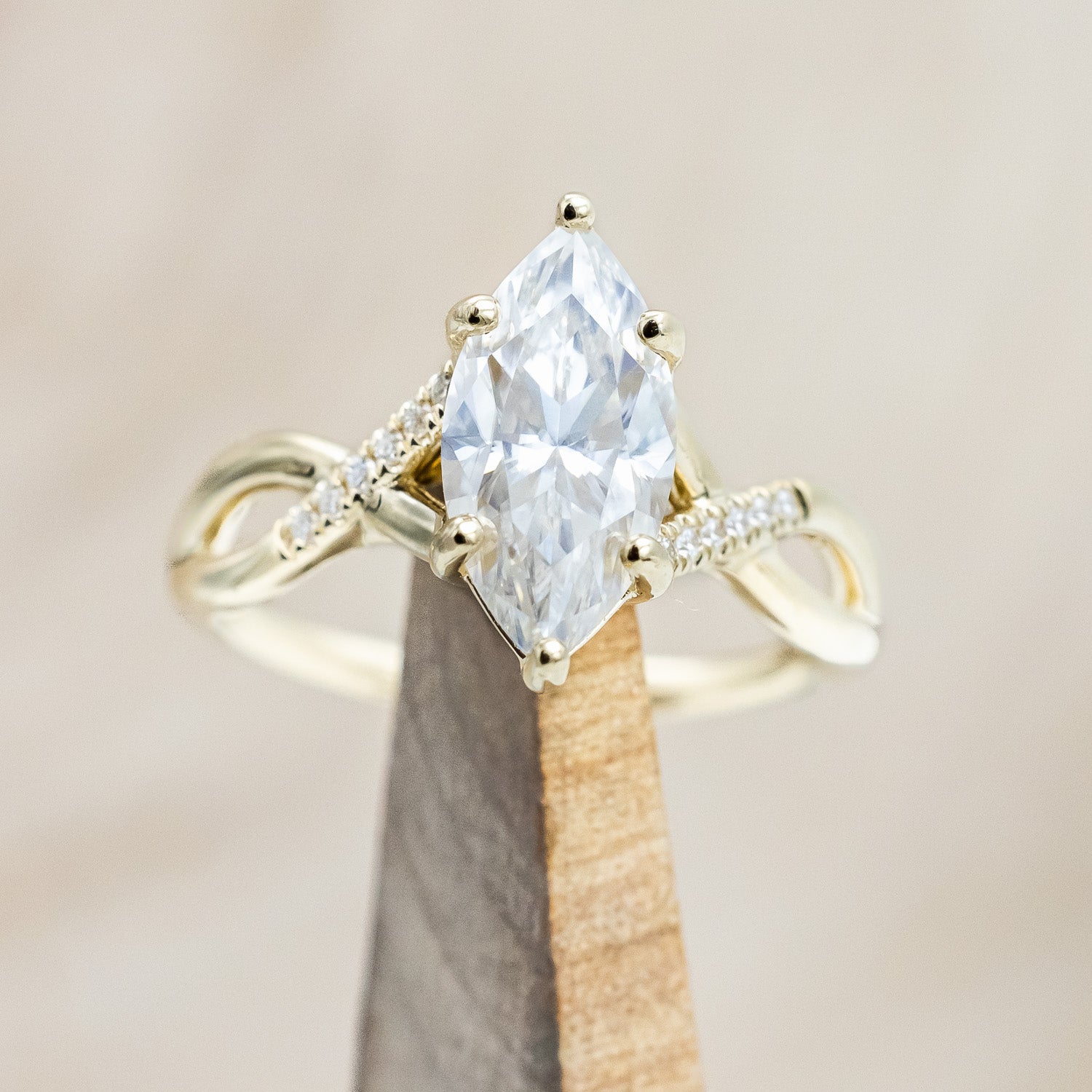 "ROSLYN" - MARQUISE CUT MOISSANITE ENGAGEMENT RING WITH DIAMOND ACCENTS-Staghead Designs
