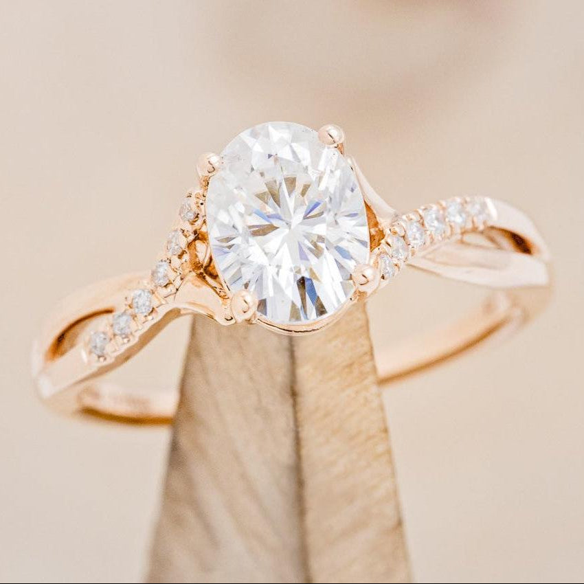 "ROSLYN" - OVAL MOISSANITE ENGAGEMENT RING WITH DIAMOND ACCENTS-1