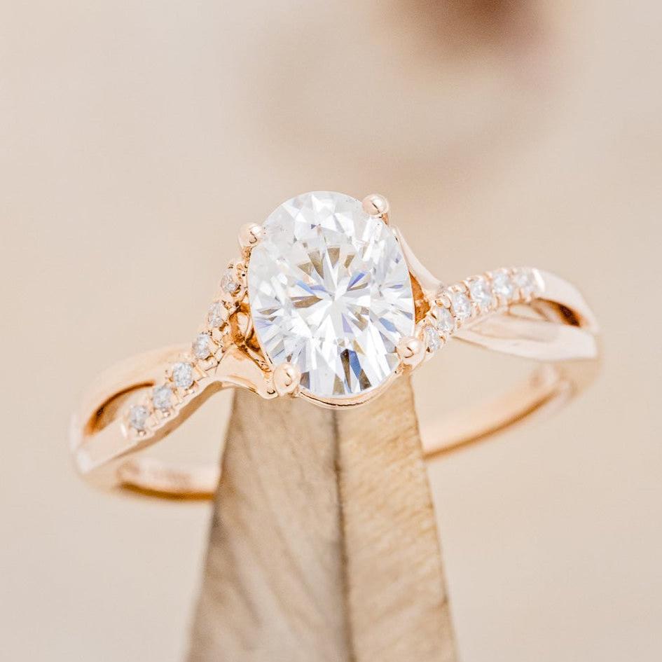 "ROSLYN" - OVAL MOISSANITE ENGAGEMENT RING WITH DIAMOND ACCENTS-1