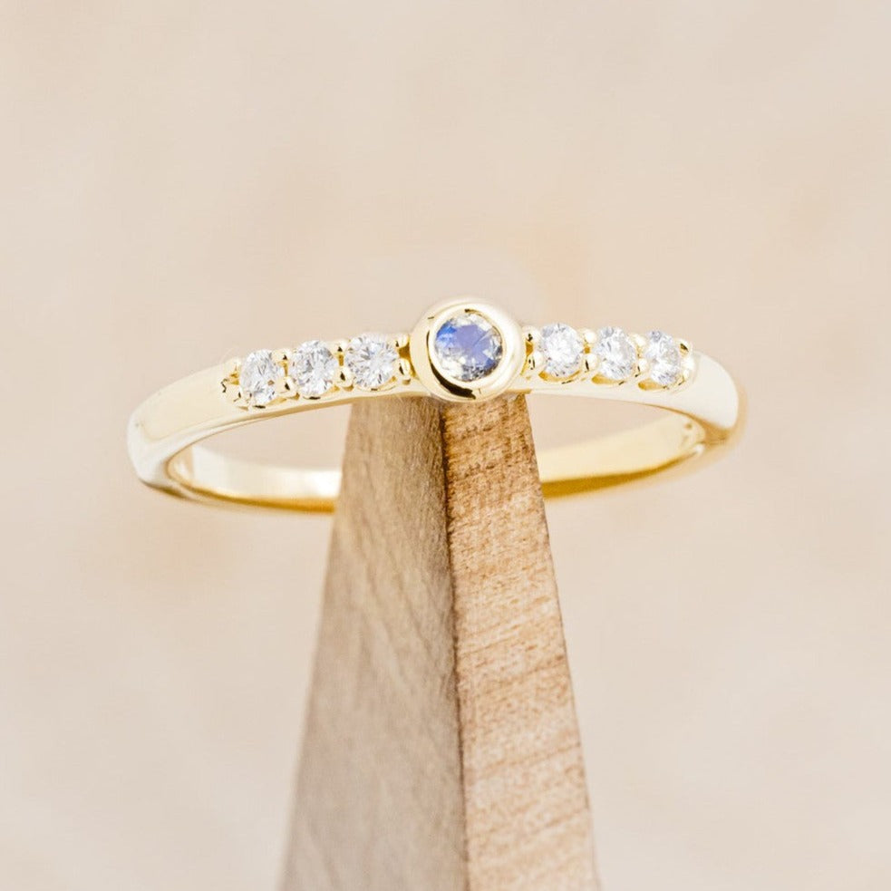 ROUND CUT MOONSTONE STACKING BAND WITH DIAMOND ACCENTS-1