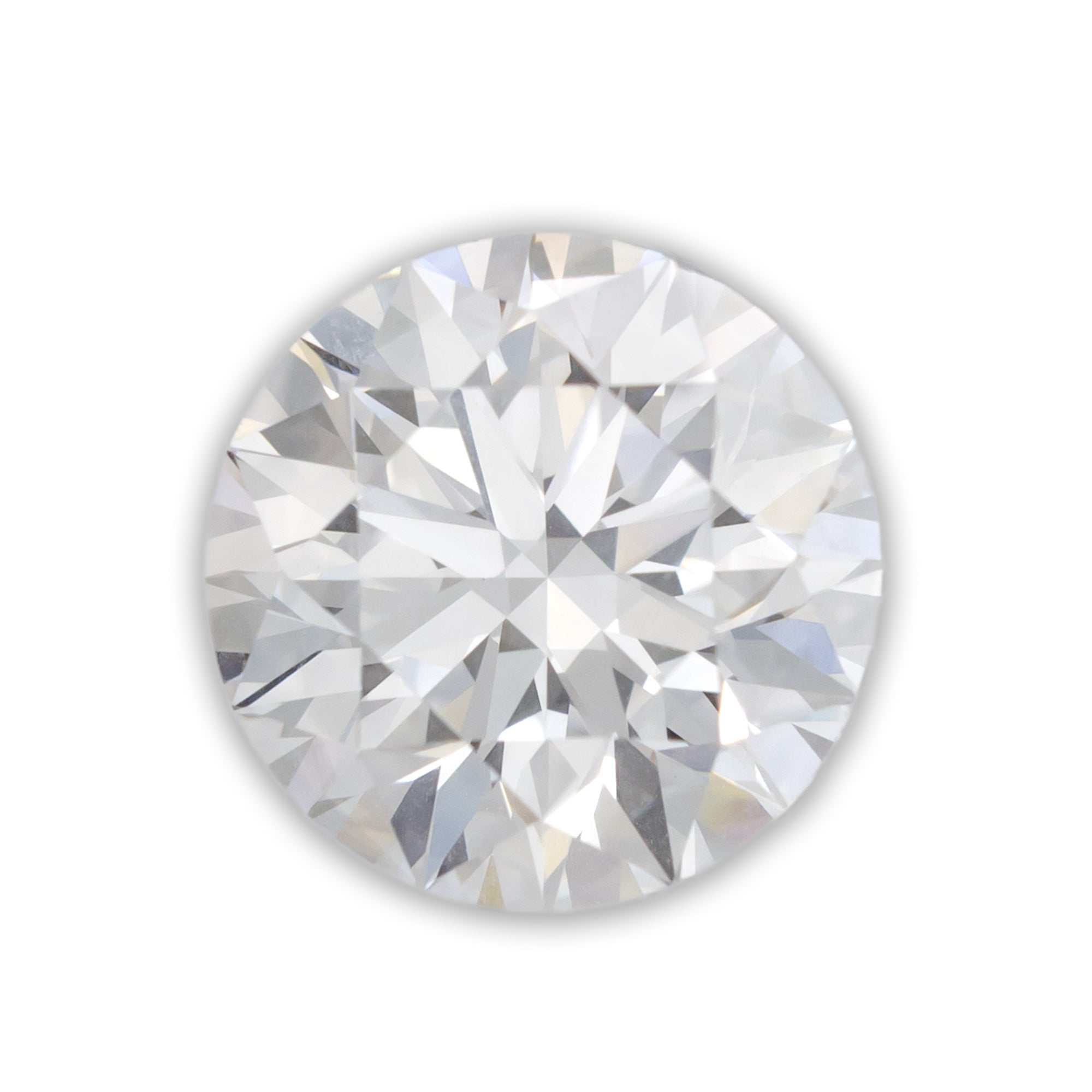 Round cut lab diamond on a white background