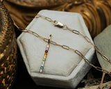 MULTI-GEMSTONES RAINBOW BAR NECKLACE-3