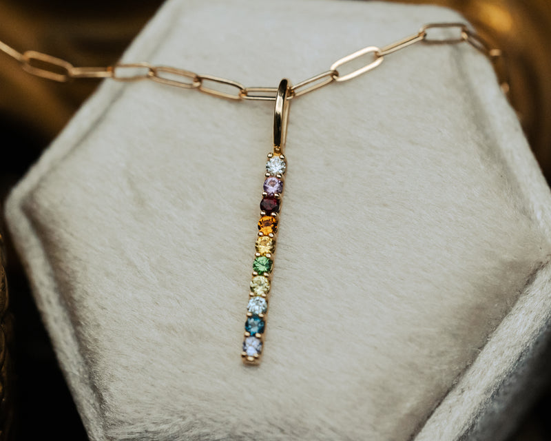 MULTI-GEMSTONES RAINBOW BAR NECKLACE-2