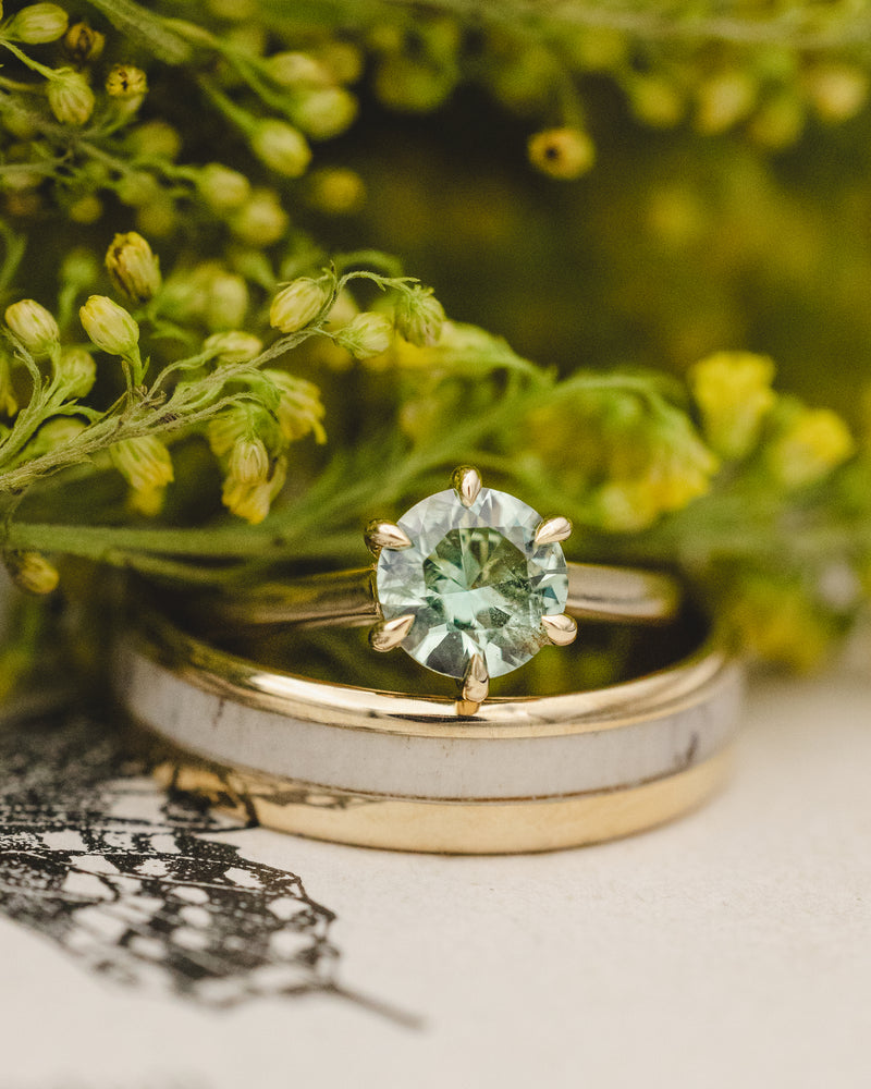 "CASTOR" - ANTLER WEDDING RING FEATURING A 14K GOLD BAND-Staghead Designs