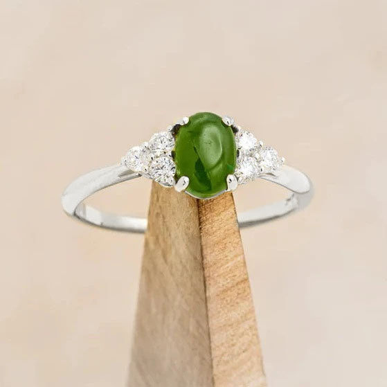 "RHEA" - OVAL CUT ENGAGEMENT RING WITH DIAMOND ACCENTS-Staghead Designs