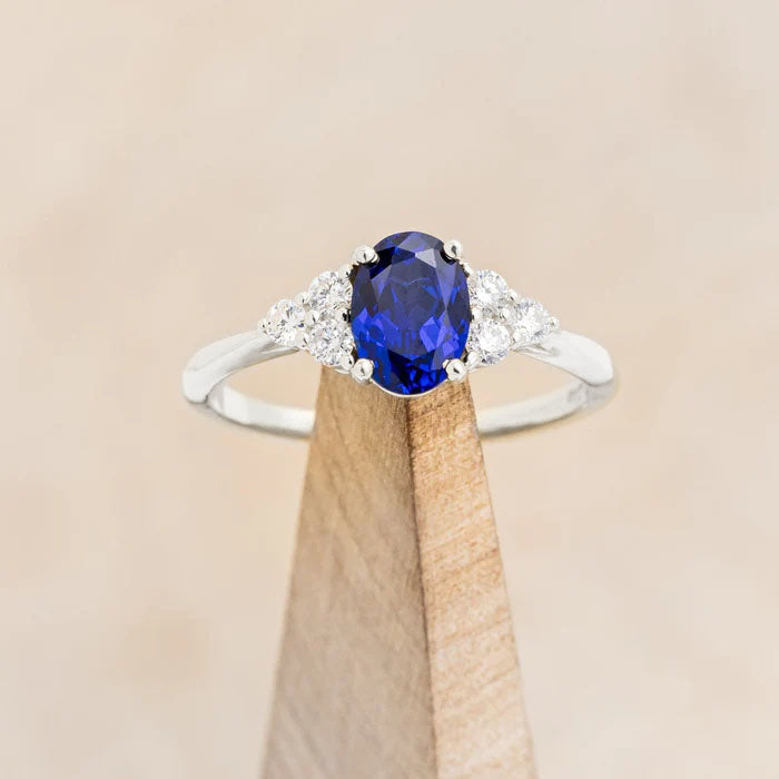 "RHEA" - OVAL CUT ENGAGEMENT RING WITH DIAMOND ACCENTS-Staghead Designs
