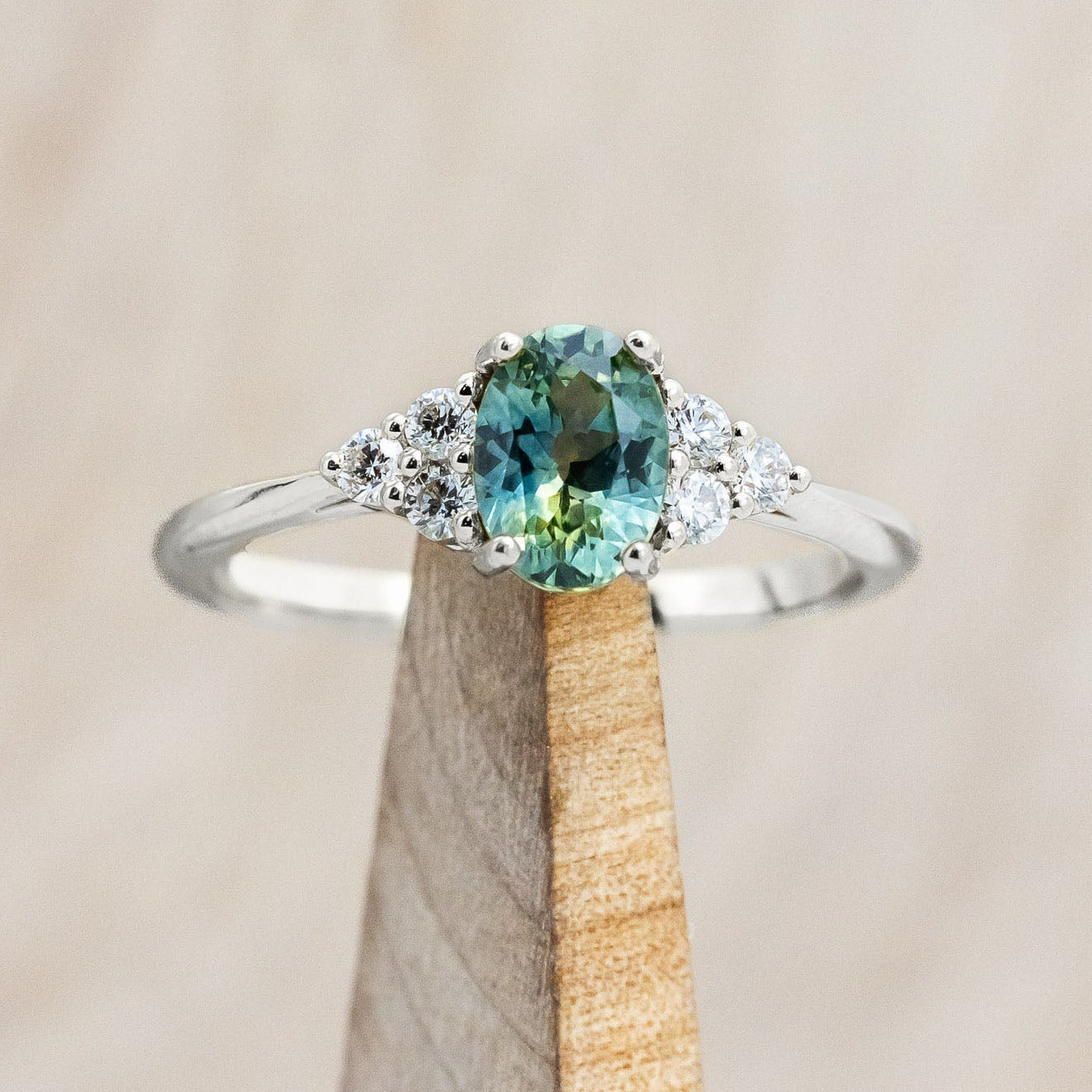 "RHEA" - OVAL CUT ENGAGEMENT RING WITH DIAMOND ACCENTS-Staghead Designs