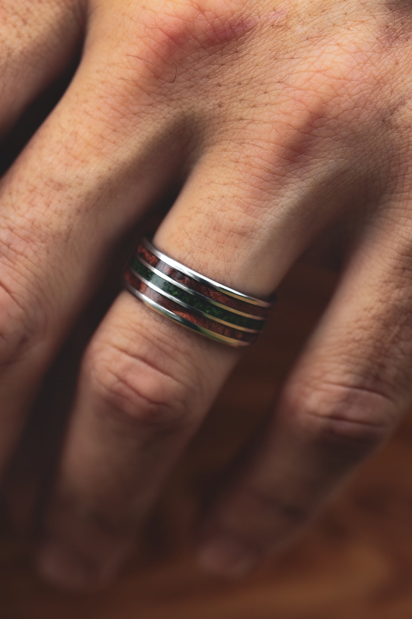 "RIO" - REDWOOD & MOSS WEDDING BAND-19