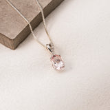 "ROSLYN" - OVAL MORGANITE & DIAMOND ACCENTS PENDANT-1