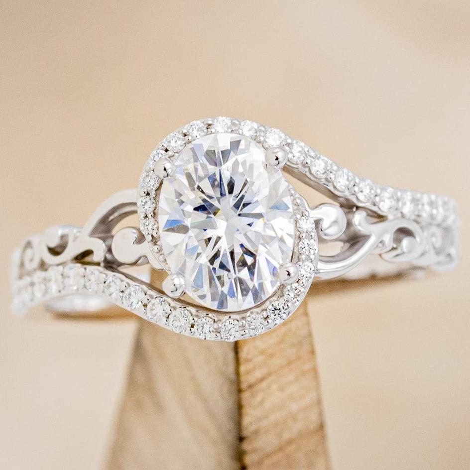 "SCARLET" - OVAL MOISSANITE ENGAGEMENT RING WITH DIAMOND ACCENTS-1