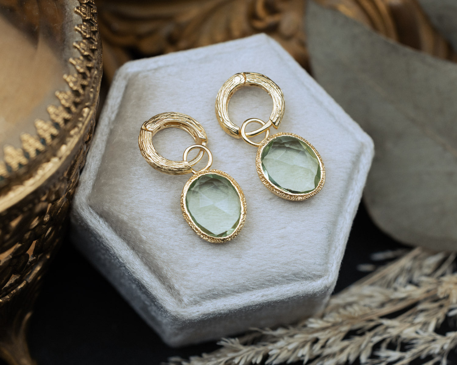 SHADE COLLECTION - 18K GOLD VERMEIL SILVER GREEN AMETHYST EARRINGS - BY JORGE REVILLA-Staghead Designs