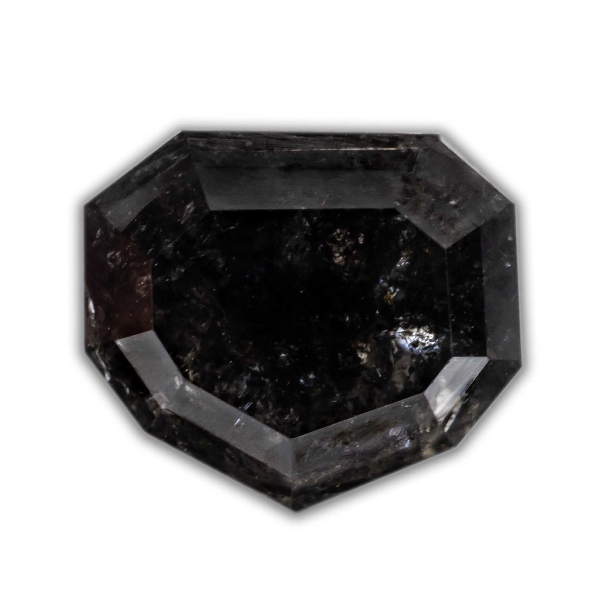 1.93ct 7.70x6.72x3.93mm DOUBLE CUT SHIELD SALT & PEPPER DIAMOND-Staghead Designs