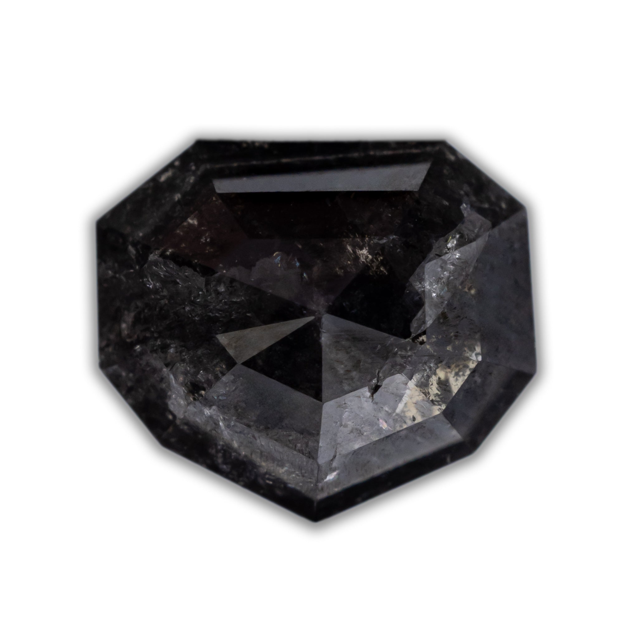 1.93ct 7.70x6.72x3.93mm DOUBLE CUT SHIELD SALT & PEPPER DIAMOND-Staghead Designs