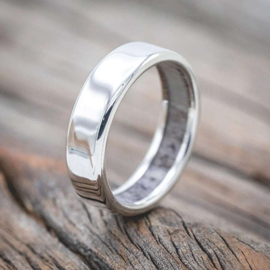 ANTLER LINED WEDDING RING - SILVER (6MM) - SIZE 11 1/2-Staghead Designs