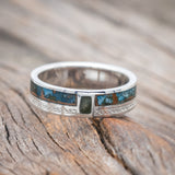 "BOWER" - PATINA COPPER & MOSS AGATE WEDDING BAND WITH CELTIC SAILOR'S KNOT ENGRAVINGS-Staghead Designs