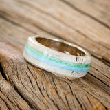 "CANYON" - MALACHITE, ANTLER & TURQUOISE WEDDING BAND - READY TO SHIP-2