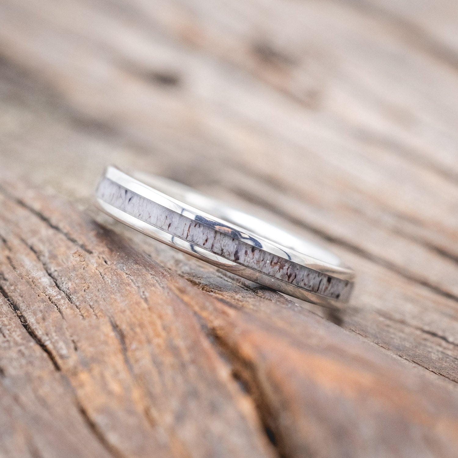 "CASTOR" - MATCHING SET OF ANTLER & TURQUOISE WEDDING BANDS-Staghead Designs