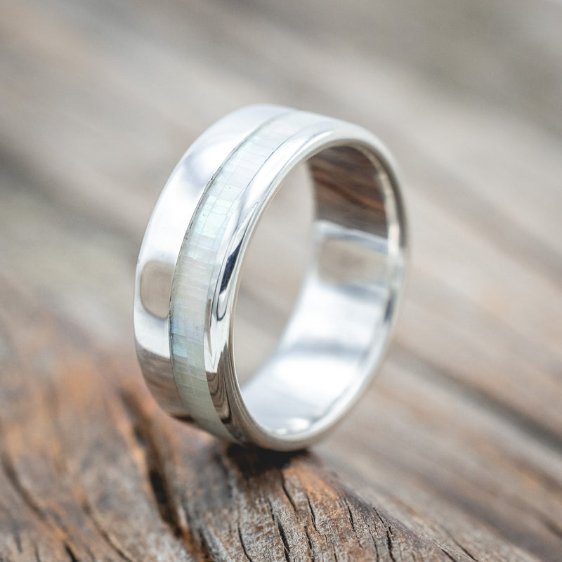 "CASTOR" - MOTHER OF PEARL WEDDING RING-Staghead Designs