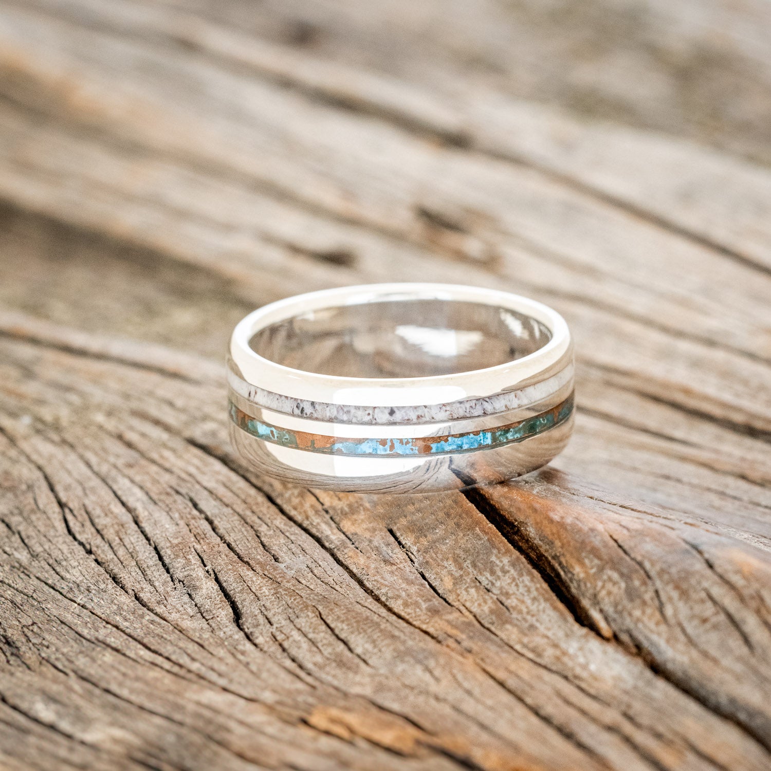 "COSMO" - ANTLER & PATINA COPPER WEDDING BAND-3