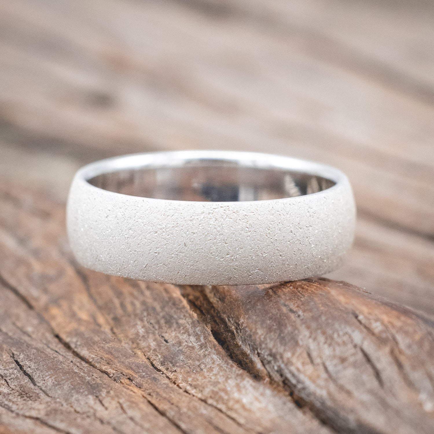 DOMED PROFILE WEDDING BAND WITH SANDBLASTED FINISH-Staghead Designs