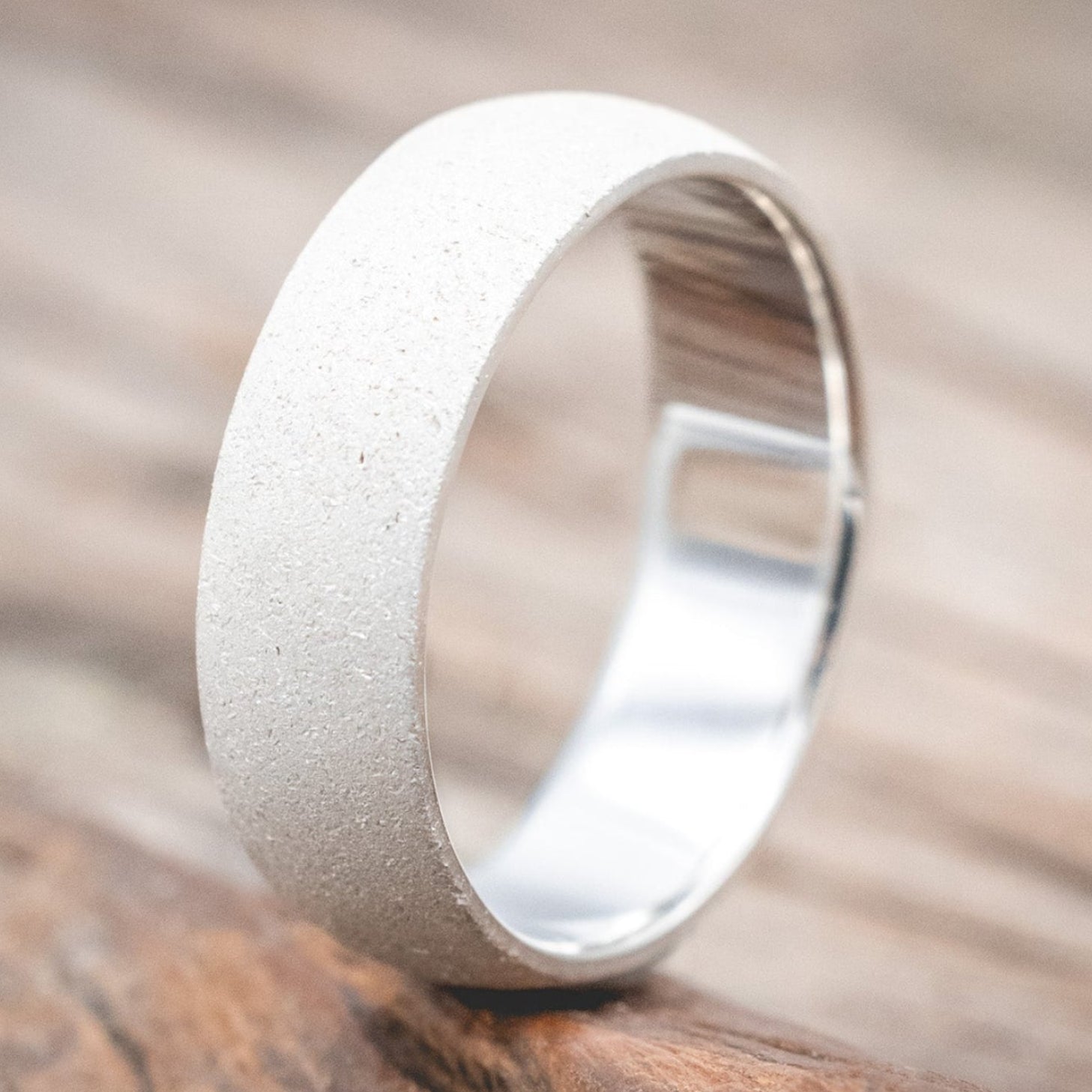 DOMED PROFILE WEDDING BAND WITH SANDBLASTED FINISH-Staghead Designs