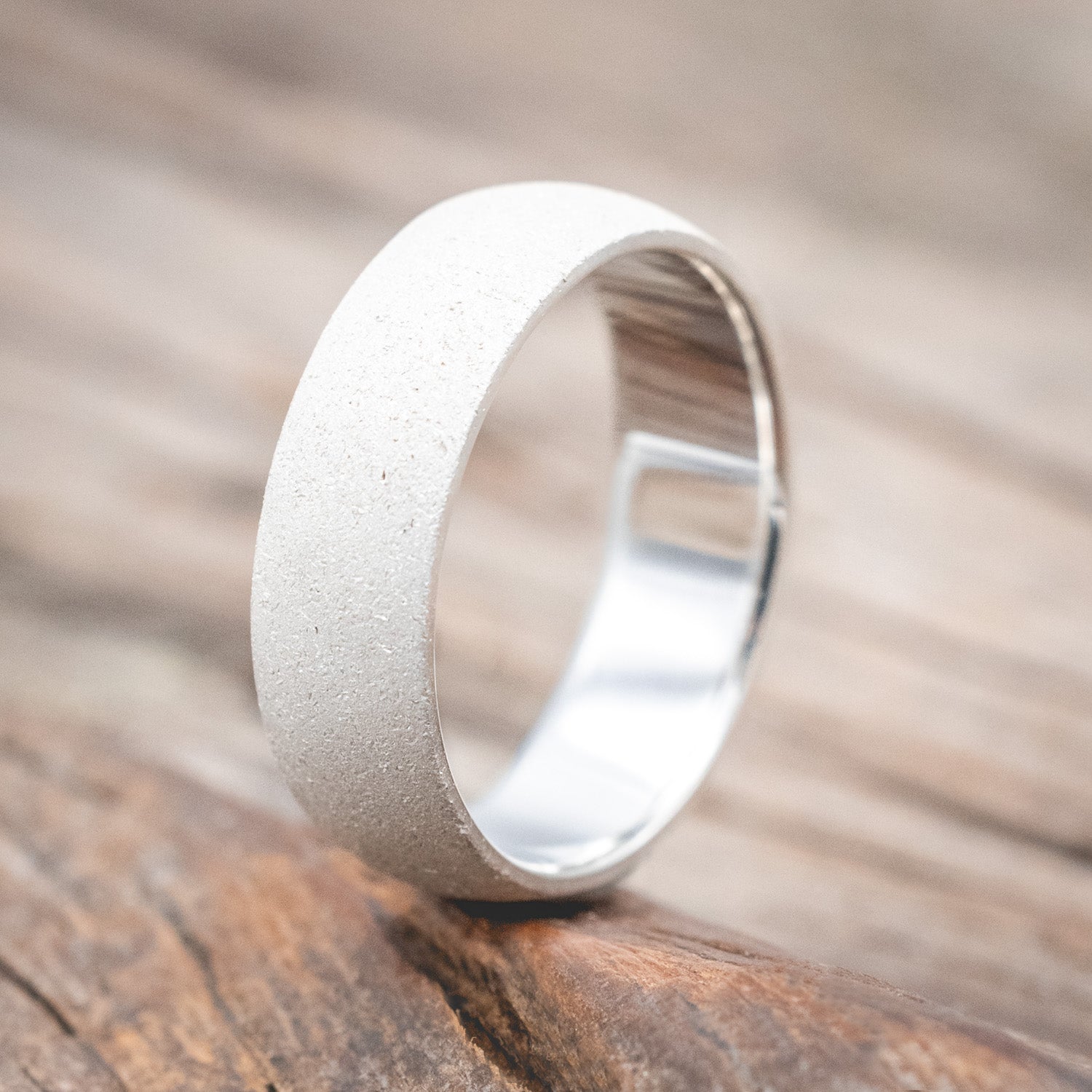 DOMED PROFILE WEDDING BAND WITH SANDBLASTED FINISH-Staghead Designs