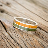 "DYAD" - MOSS & SPALTED MAPLE WOOD WEDDING BAND-5