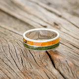 "DYAD" - MOSS & SPALTED MAPLE WOOD WEDDING BAND-6