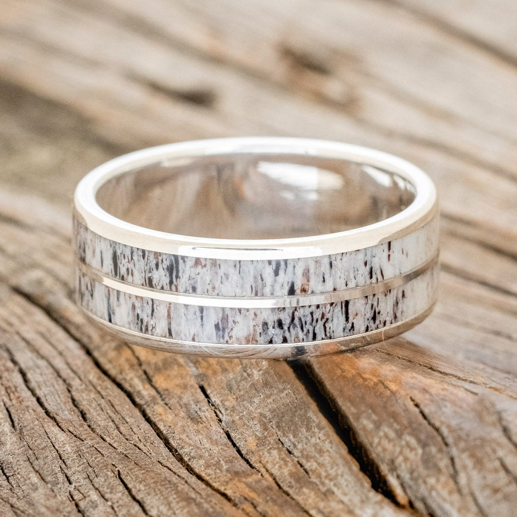 "DYAD" - ANTLER INLAY WEDDING BAND-9