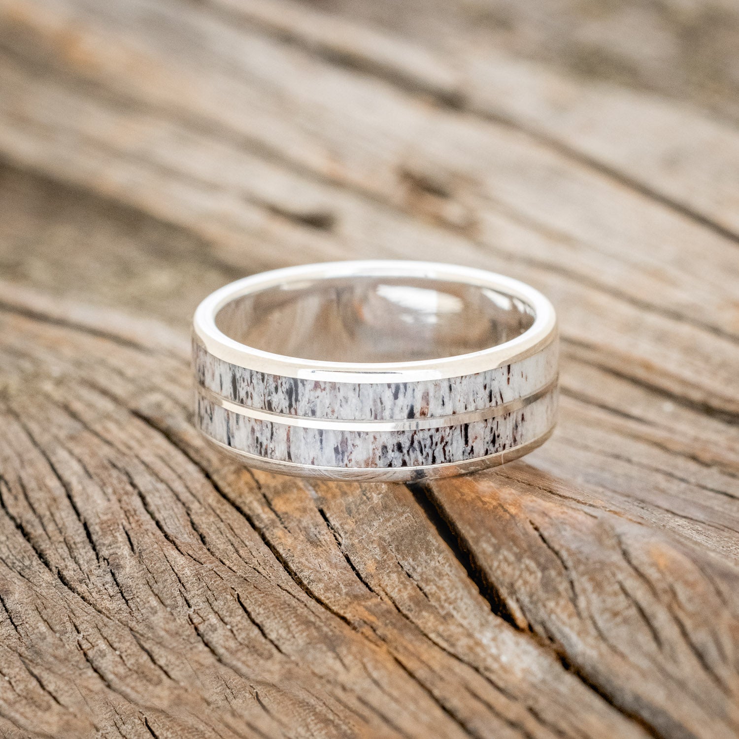 "DYAD" - ANTLER INLAY WEDDING BAND-9
