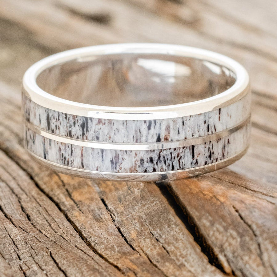 "DYAD" - ANTLER INLAY WEDDING BAND-9
