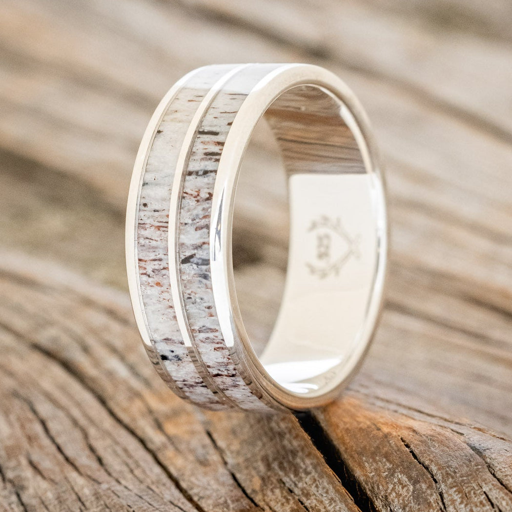 "DYAD" - ANTLER INLAY WEDDING BAND-6