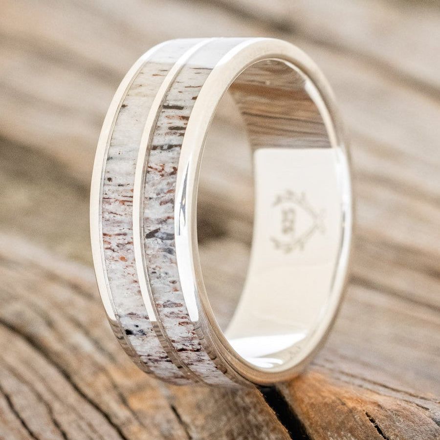 "DYAD" - ANTLER INLAY WEDDING BAND-6