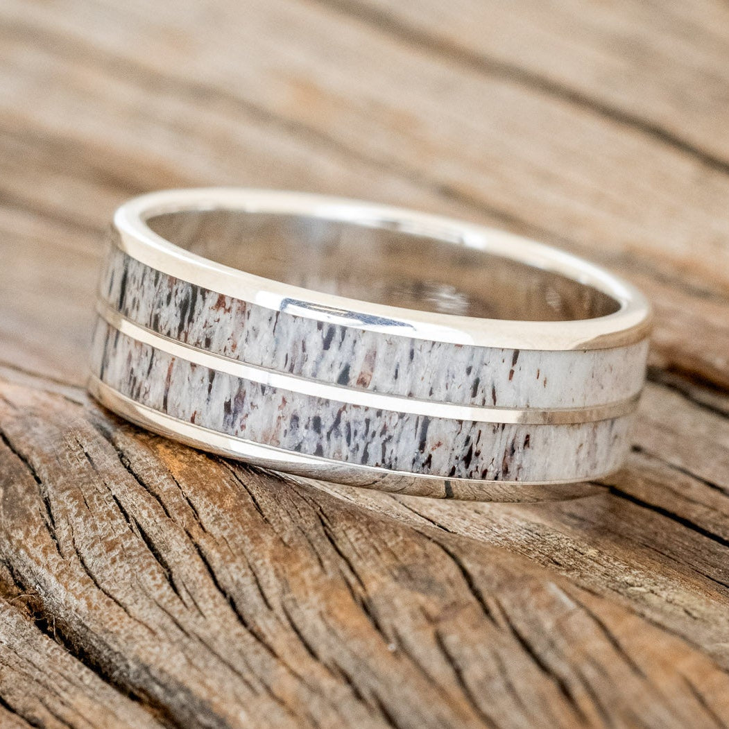 "DYAD" - ANTLER INLAY WEDDING BAND-7