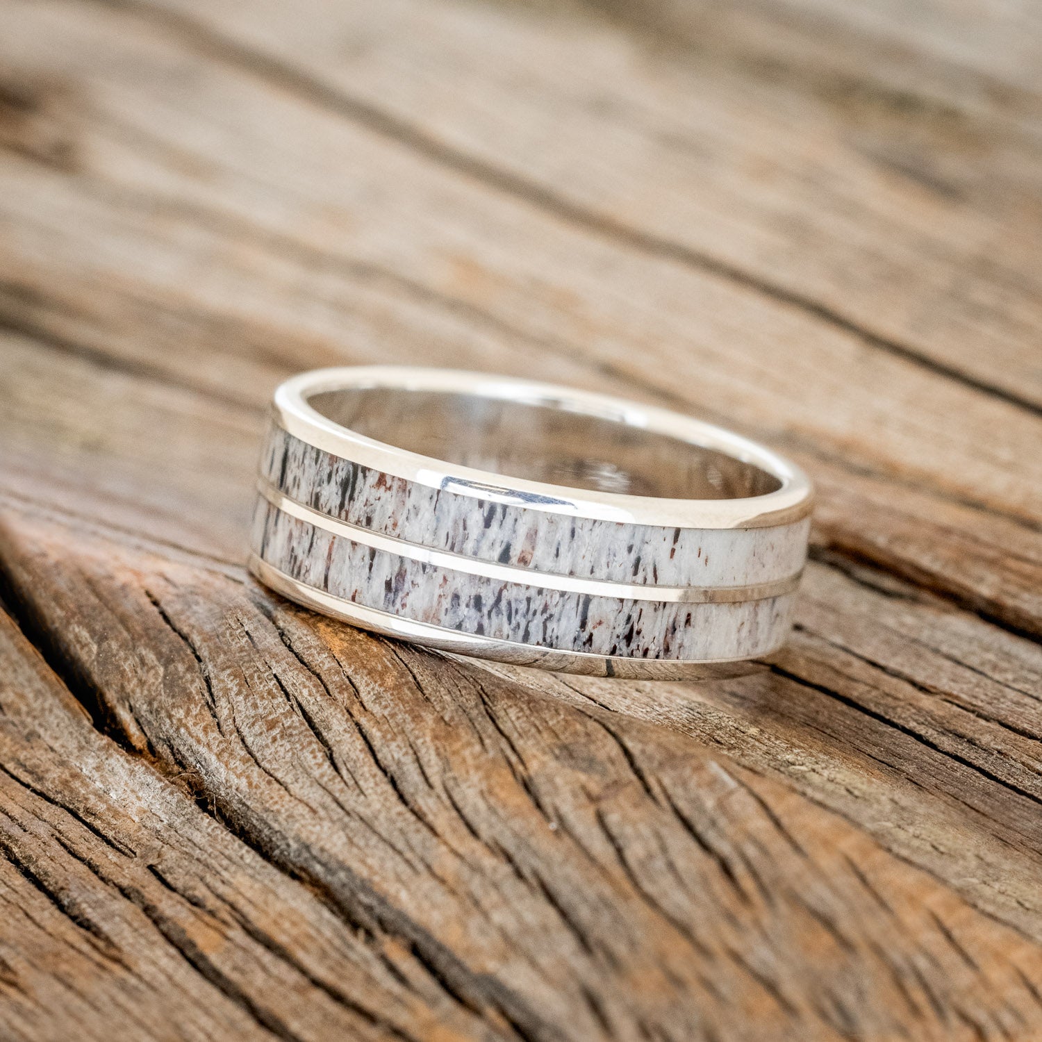"DYAD" - ANTLER INLAY WEDDING BAND-7
