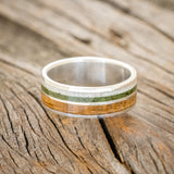 "DYAD" - MOSS, ANTLER & WHISKEY BARREL OAK WEDDING BAND-6