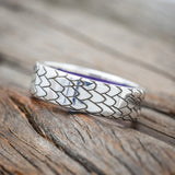 "ECHO" - DRAGON SCALE WEDDING RING FEATURING A PURPLE OPAL LINED BAND-Staghead Designs