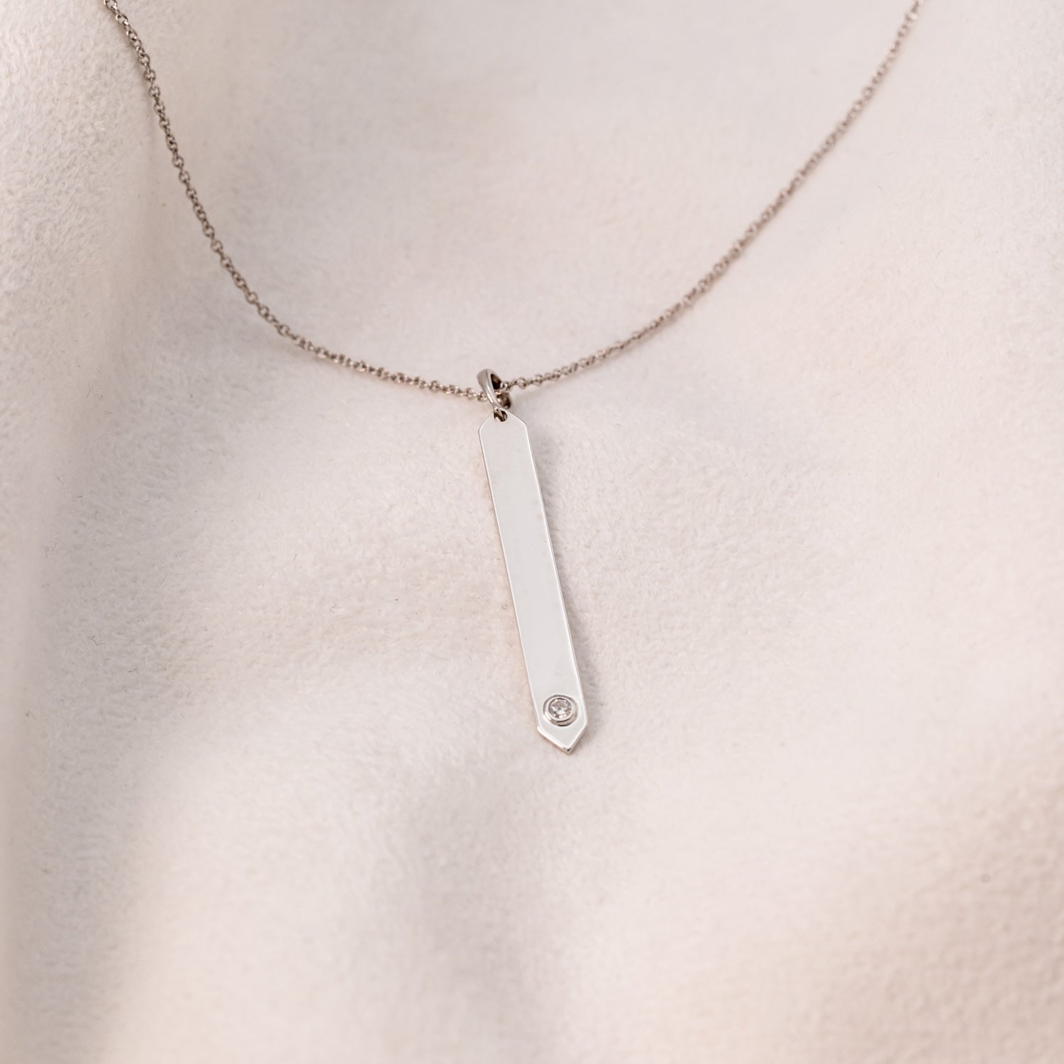 14K GOLD SINGLE DIAMOND BAR NECKLACE-2