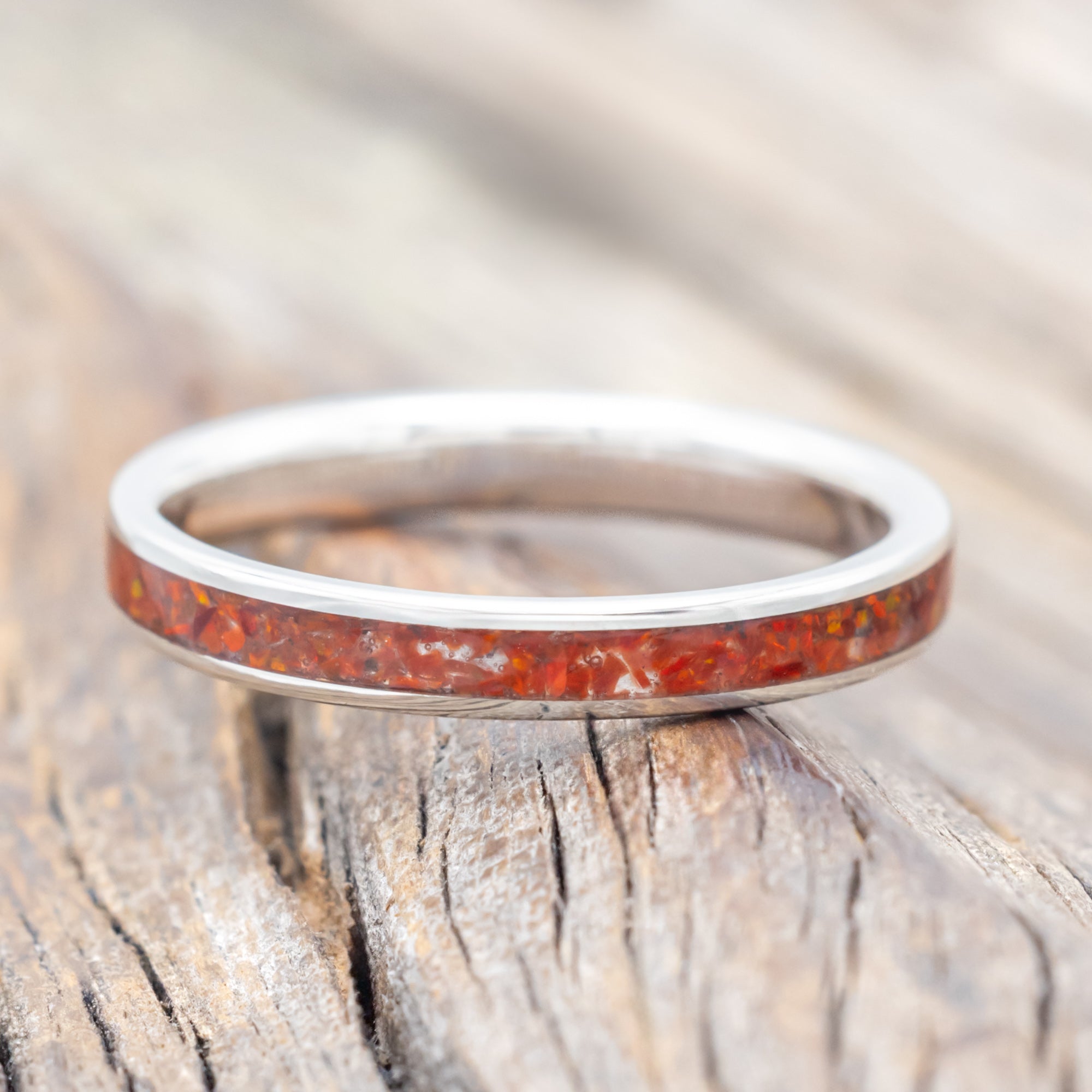 "ETERNA" - RUBY RED OPAL STACKING BAND-Staghead Designs